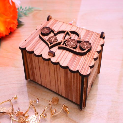 طرح جعبه جواهرات طرح قلب دوتایی برش لیزری 3 میلی‌متر - laser cut double heart jewelry box 3mm ve - برای دستگاه CNC چوب و لیزر (سی ان سی)