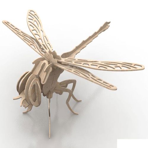 طرح برش لیزری سنجاقک سه بعدی پازل - laser cut dragonfly 3d puzzle jpeg - برای دستگاه CNC چوب و لیزر (سی ان سی)