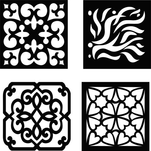 طرح laser-cut-drawing-room-floral-lattice-stencil-floral-seamless-panels-set
