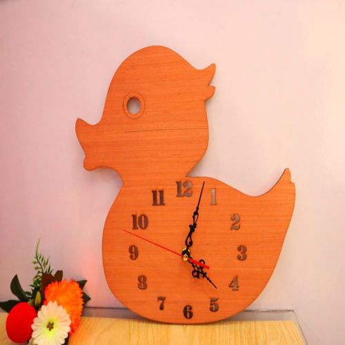 طرح ساعت دیواری طرح اردک با برش لیزری اتاق کودک دکور - laser cut duck wall clock kids room decor ve - برای دستگاه CNC چوب و لیزر (سی ان سی)