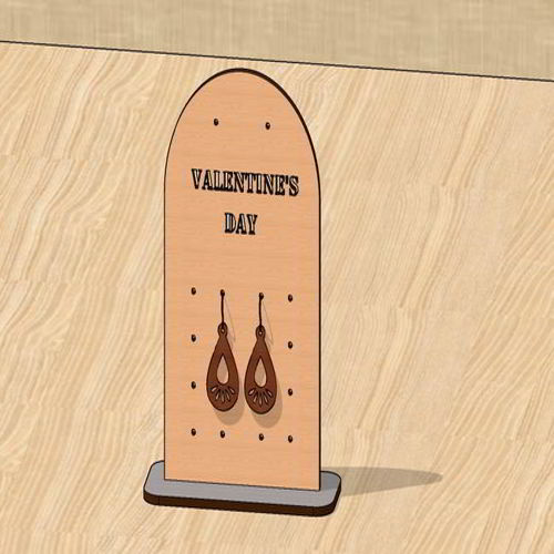 طرح گوشواره برش لیزری جواهرات پایه ولنتاین هدیه - laser cut earring jewelry stand valentine gift - برای دستگاه CNC چوب و لیزر (سی ان سی)
