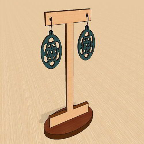 طرح گوشواره برش لیزری پایه قالب الگو - laser cut earrings stand template - برای دستگاه CNC چوب و لیزر (سی ان سی)