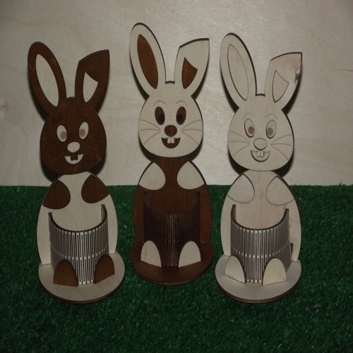 طرح برش لیزری خرگوش عید خرگوش مداد نگهدارنده میز سازماندهنده - laser cut easter bunny pencil holder desk organizer 2 ve - برای دستگاه CNC چوب و لیزر (سی ان سی)