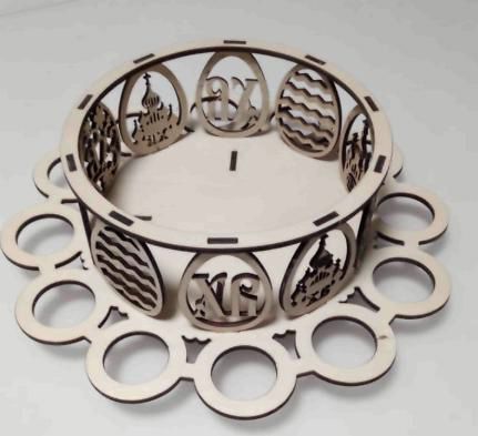 طرح جا تخم مرغی عید پاک برش لیزری تایی قفسه تخم مرغ قفسه - laser cut easter egg holder 12 egg rack ve - برای دستگاه CNC چوب و لیزر (سی ان سی)