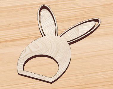 طرح حلقه‌های دستمال سفره چوبی خرگوش عید پاک برش لیزری - laser cut easter rabbit wood napkin rings ve - برای دستگاه CNC چوب و لیزر (سی ان سی)