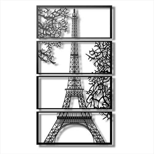 طرح برش لیزری برش برج ایفل نمای چند پانلی بوم دیواری هنری - laser cut eiffel tower view multi panel canvas wall art ve - برای دستگاه CNC چوب و لیزر (سی ان سی)