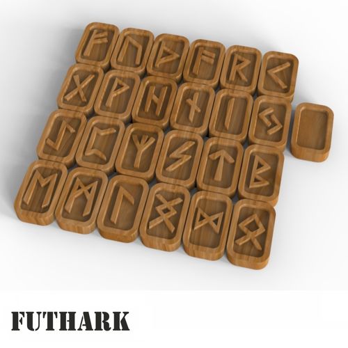 طرح برش لیزری الدر فوثارک چوبی رون مجموعه - laser cut elder futhark wooden rune set ve - برای دستگاه CNC چوب و لیزر (سی ان سی)