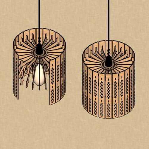 طرح لوستر آویز ظریف برش لیزری لامپ - laser cut elegant hanging chandelier lamp ve - برای دستگاه CNC چوب و لیزر (سی ان سی)