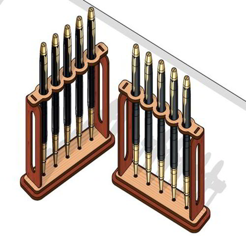 طرح جا قلمی برش خورده شده با لیزر پایه چوبی - laser cut elegant pen holder wood stand ve - برای دستگاه CNC چوب و لیزر (سی ان سی)