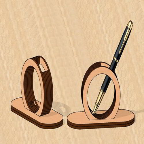 طرح خودکار چوبی برش خورده شده با لیزر پایه - laser cut elegant wooden pen stand ve - برای دستگاه CNC چوب و لیزر (سی ان سی)