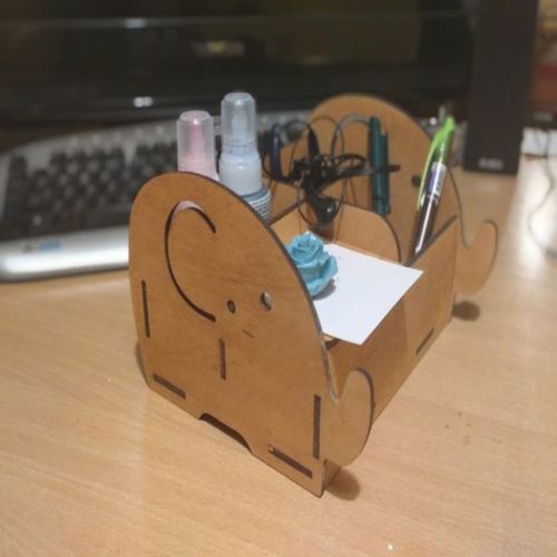 طرح میز سازماندهنده فیل شکل برش لیزری - laser cut elephant shaped desk organizer - برای دستگاه CNC چوب و لیزر (سی ان سی)