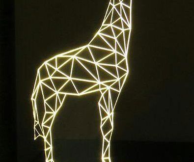 طرح برش لیزری حکاکی زرافه سه بعدی توهم اکریلیک چراغ شب - laser cut engrave giraffe 3d illusion acrylic night lamp - برای دستگاه CNC چوب و لیزر (سی ان سی)