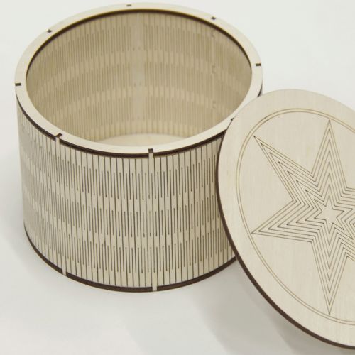 طرح جعبه چوبی گرد برش حکاکی لیزری با درب جعبه فلکس جعبه - laser cut engrave round wooden box with lid flex box - برای دستگاه CNC چوب و لیزر (سی ان سی)