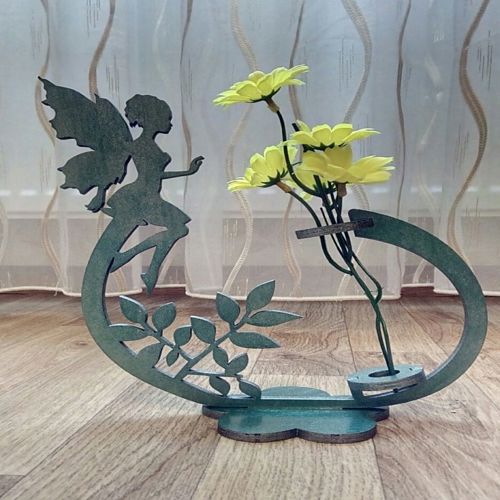 طرح برش لیزری گل پری نگهدارنده گل پایه گل - laser cut fairy flower holder flower stand ve - برای دستگاه CNC چوب و لیزر (سی ان سی)