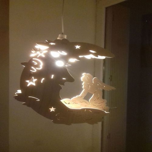 طرح چراغ شب پری برش لیزری نور - laser cut fairy moon lamp night light - برای دستگاه CNC چوب و لیزر (سی ان سی)