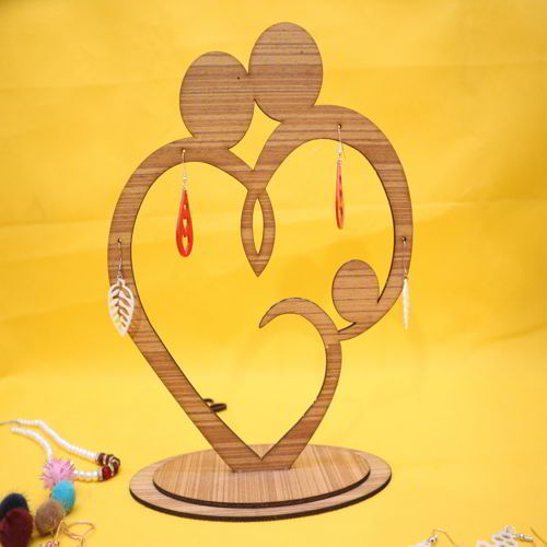 طرح گوشواره برش لیزری قلب خانواده پایه میلی متری - laser cut family heart earring stand 3mm ve - برای دستگاه CNC چوب و لیزر (سی ان سی)