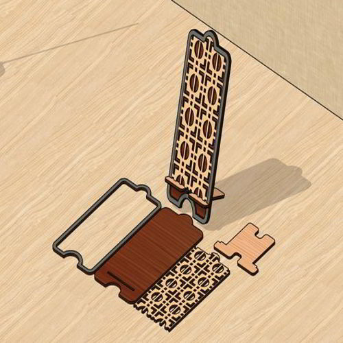 طرح برش لیزری فانتزی پایه موبایل - laser cut fancy mobile stand ve - برای دستگاه CNC چوب و لیزر (سی ان سی)