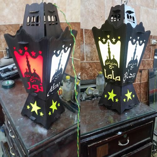 طرح فانوس رمضان برش لیزری چراغ - laser cut fanoos ramadan lantern lamp - برای دستگاه CNC چوب و لیزر (سی ان سی)