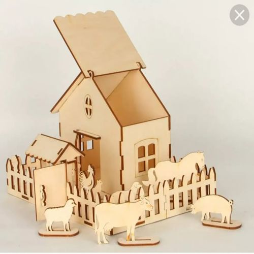 طرح برش لیزری خانه مزرعه - laser cut farm house ve - برای دستگاه CNC چوب و لیزر (سی ان سی)