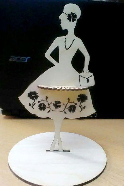 طرح برش لیزری مد بانوی جای دستمال - laser cut fashion lady napkin holder ve - برای دستگاه CNC چوب و لیزر (سی ان سی)