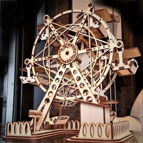 طرح پازل سه بعدی برش لیزری چرخ و فلک - laser cut ferris wheel 3d puzzle ve - برای دستگاه CNC چوب و لیزر (سی ان سی)