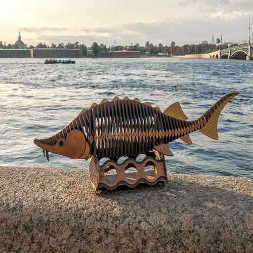 طرح پروژه کار با چوب برش لیزری ماهی - laser cut fish wood working project ve - برای دستگاه CNC چوب و لیزر (سی ان سی)