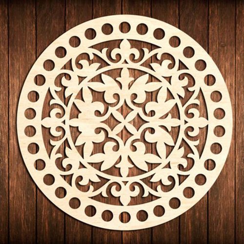 طرح برش لیزری گل پایین دایره پایه چوبی برای سبد قلاب بافی قالب - laser cut flower bottom circle wooden base for crochet basket - برای دستگاه CNC چوب و لیزر (سی ان سی)