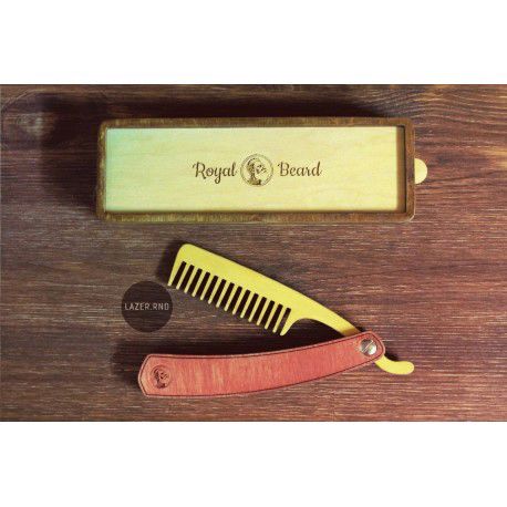 طرح الگوی شانه ریش تاشو برش لیزری با جعبه جعبه - laser cut folding beard comb template with box ve - برای دستگاه CNC چوب و لیزر (سی ان سی)