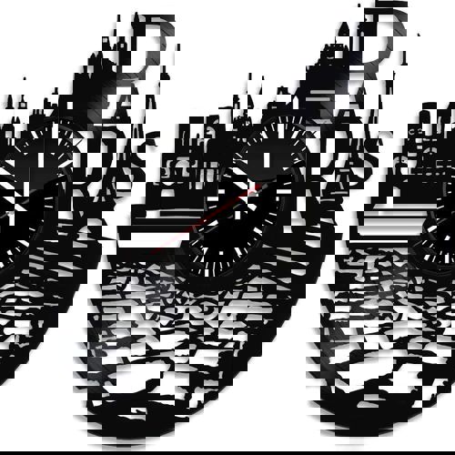 طرح ساعت دیواری وینیل با برش لیزری فرانسه پاریس با تم شهر - laser cut france paris city theme vinyl wall clock - برای دستگاه CNC چوب و لیزر (سی ان سی)