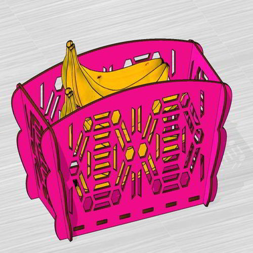 طرح سبد هدیه میوه برش لیزری - laser cut fruit gift basket ve - برای دستگاه CNC چوب و لیزر (سی ان سی)
