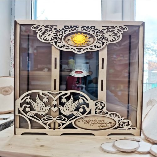 طرح جعبه هدیه برش لیزری برای سالگرد ازدواج نقاشی - laser cut gift box for wedding anniversary drawing ve - برای دستگاه CNC چوب و لیزر (سی ان سی)