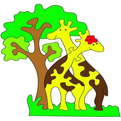 طرح اره مویی زرافه برش لیزری - laser cut giraffe jigsaw puzzle ve - برای دستگاه CNC چوب و لیزر (سی ان سی)
