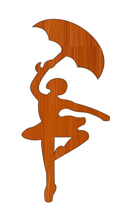 طرح دختر برش خورده با چتر با چتر نهایی چوبی لیزری - laser cut girl dancing with umbrella unfinished wooden cutout ve - برای دستگاه CNC چوب و لیزر (سی ان سی)