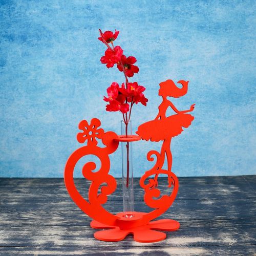طرح فلاسک دختر برش لیزری - laser cut girl flask planter ve - برای دستگاه CNC چوب و لیزر (سی ان سی)