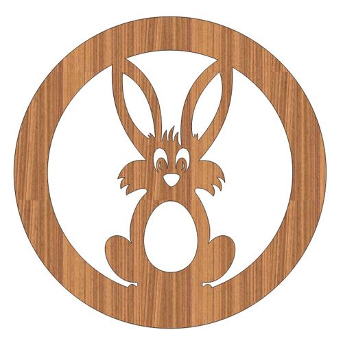 طرح برش لیزری براق خرگوش عید پاک چوبی گرد برچسب هدیه - laser cut graceful easter bunny wooden round gift tag ve - برای دستگاه CNC چوب و لیزر (سی ان سی)