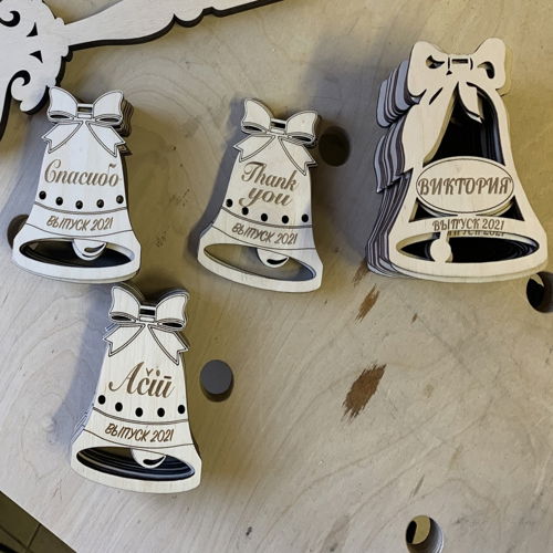 طرح زنگوله فارغ التحصیلی برش لیزری تزئینی چوبی زنگوله - laser cut graduation bell decorative wooden bell ve - برای دستگاه CNC چوب و لیزر (سی ان سی)