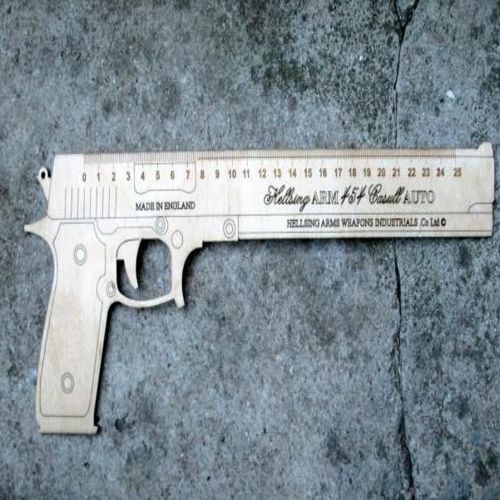 طرح برش لیزری اسلحه شکل خط‌کش - laser cut gun shaped ruler ve - برای دستگاه CNC چوب و لیزر (سی ان سی)
