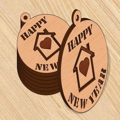 طرح برش لیزری برچسب هدیه سال نو مبارک تزئینات خانه - laser cut happy new year gift tag home ornaments ve - برای دستگاه CNC چوب و لیزر (سی ان سی)