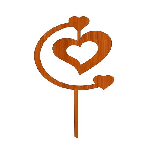 طرح برش لیزری روز ولنتاین مبارک چوبی به شکل قلب روی شیشه - laser cut happy valentines day wooden heart shaped topper ve - برای دستگاه CNC چوب و لیزر (سی ان سی)