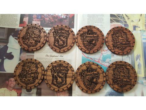 طرح زیرلیوانی‌های هری پاتر با برش لیزری () - laser cut harry potter cup holders coasters ve - برای دستگاه CNC چوب و لیزر (سی ان سی)