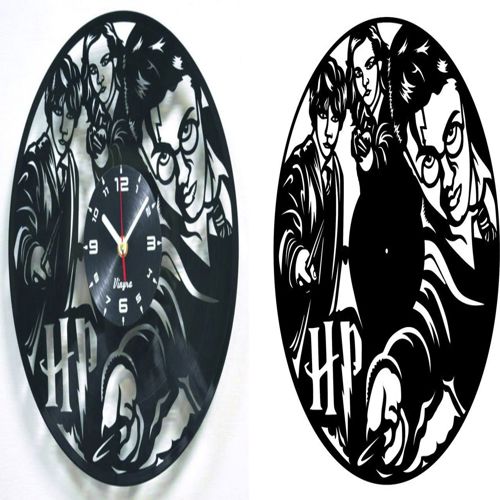 طرح ساعت سینمایی هری پاتر برش لیزری پروانه - laser cut harry potter vinyl record clock - برای دستگاه CNC چوب و لیزر (سی ان سی)