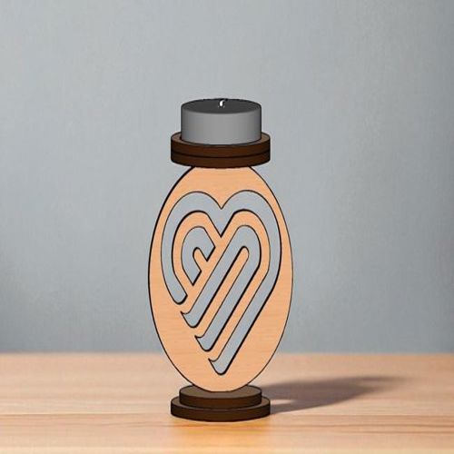 طرح جاشمعی قلب برش لیزری قاب - laser cut heart candle holder ve - برای دستگاه CNC چوب و لیزر (سی ان سی)