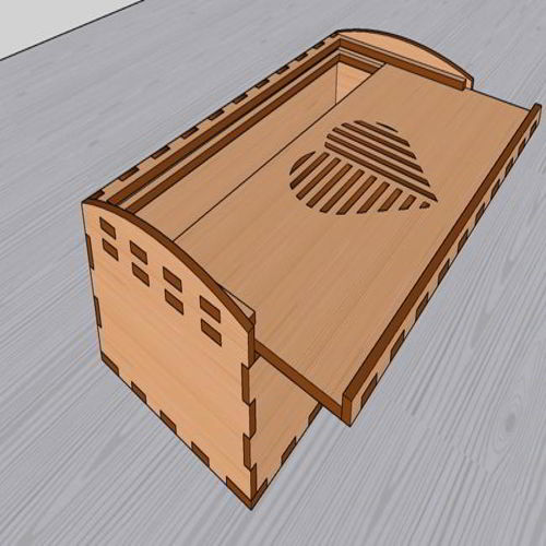 طرح جعبه کادویی طرح قلب برش لیزری جعبه جواهرات چوبی میلی‌متری - laser cut heart design gift box wood jewelry box 3mm - برای دستگاه CNC چوب و لیزر (سی ان سی)