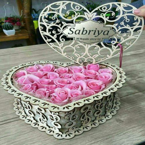 طرح جعبه گل قلب برش لیزری - laser cut heart flower box - برای دستگاه CNC چوب و لیزر (سی ان سی)