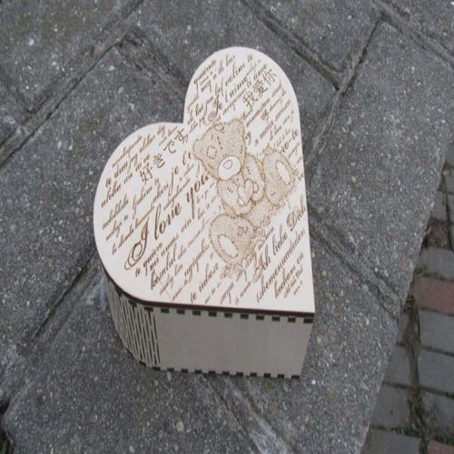 طرح جعبه هدیه قلب برش لیزری با لولای قاب - laser cut heart gift box with hinge ve - برای دستگاه CNC چوب و لیزر (سی ان سی)