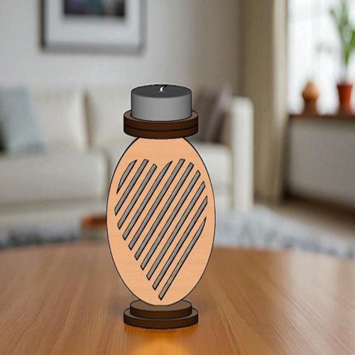 طرح جاشمعی قلبی شکل برش شده با لیزر - laser cut heart shaped candle holder ve - برای دستگاه CNC چوب و لیزر (سی ان سی)