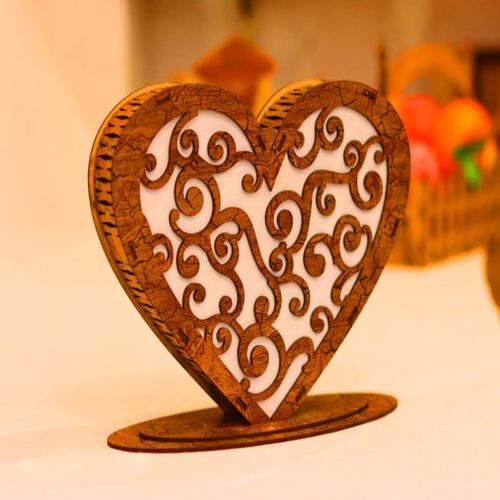 طرح لامپ قلبی شکل برش لیزری میلی متری - laser cut heart shaped lamp 3mm ve - برای دستگاه CNC چوب و لیزر (سی ان سی)