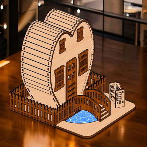 طرح خانه عروسکی مینیاتوری قلبی شکل با برش لیزری خانه چوبی هزینه - laser cut heart shaped miniature dollhouse wooden house ve - برای دستگاه CNC چوب و لیزر (سی ان سی)
