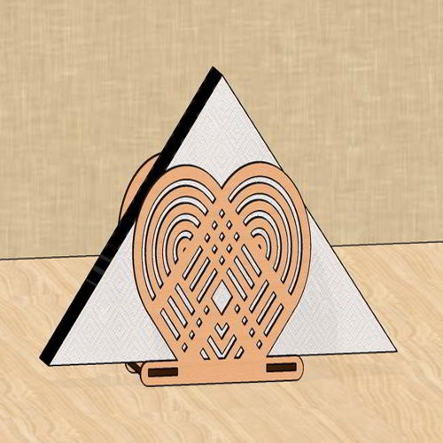 طرح برش لیزری شکل قلب جا دستی - laser cut heart shaped napkin holder ve - برای دستگاه CNC چوب و لیزر (سی ان سی)