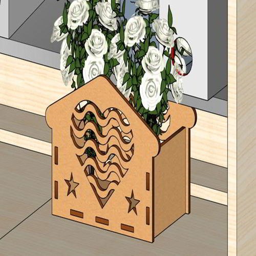 طرح سبد گل قلب شکل برش لیزری هدیه سبد عید - laser cut heart shape flower basket gift easter basket ve - برای دستگاه CNC چوب و لیزر (سی ان سی)
